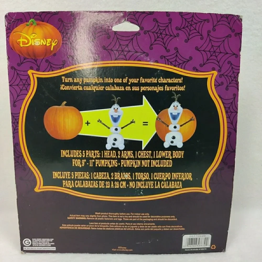 Disney Frozen Olaf‎ Pumpkin Push-ins Gemmy 2015 Halloween Decor - Picture 2 of 5